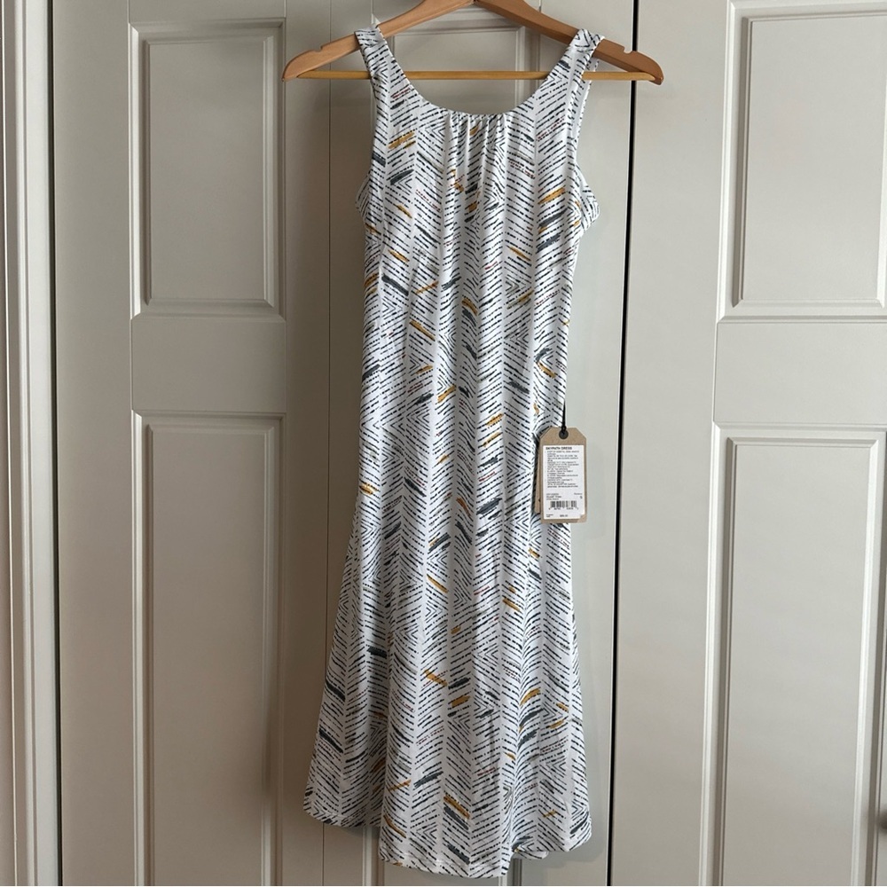 Prana White and Blue Sleeveless Sundress